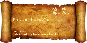 Matias Karád névjegykártya